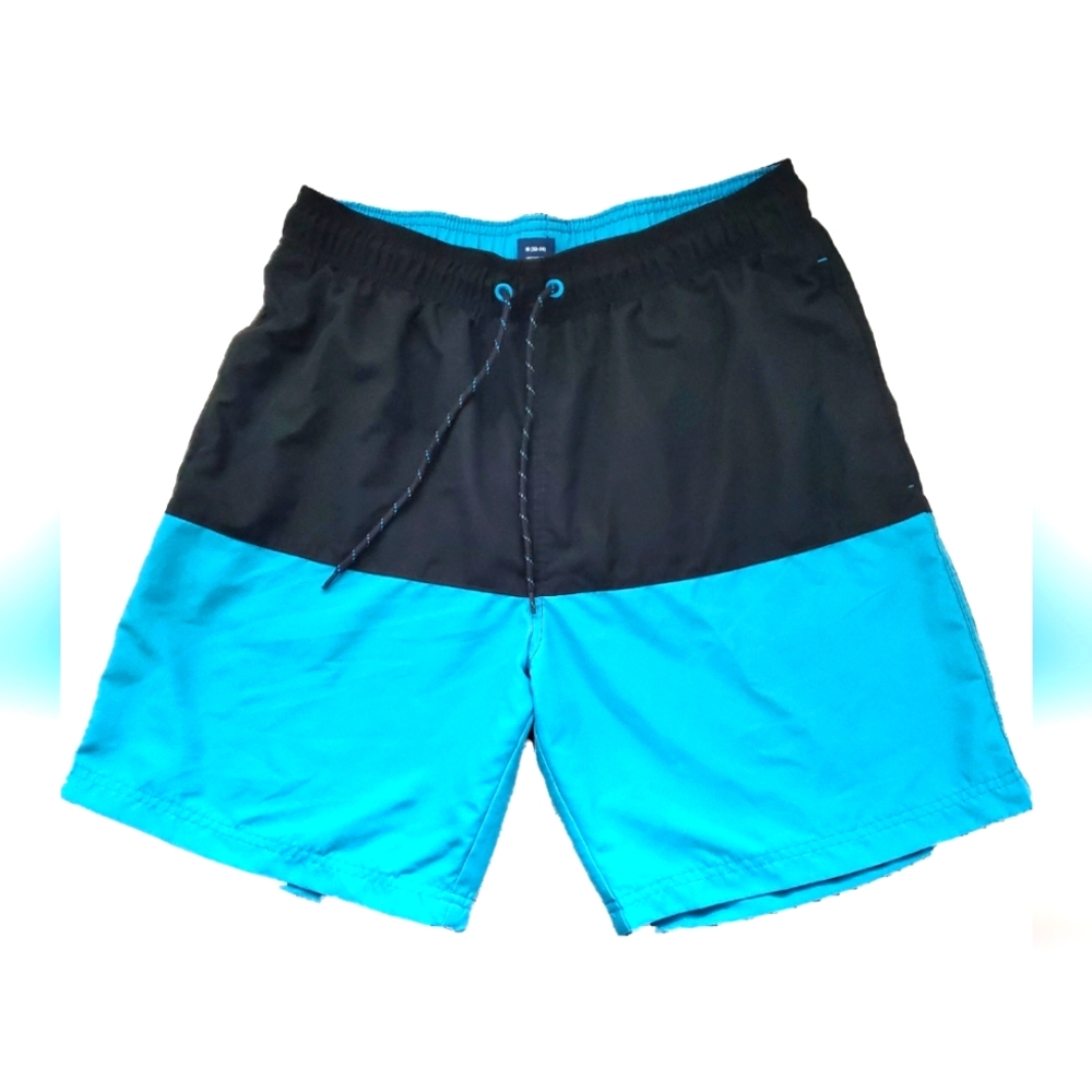George Turquoise and Black Swim Shorts